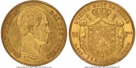 Leopold I gold 25 Francs 1848 MS64 NGC, Brussels mint, KM13.1. A highly collectible two-year type that has seen its star rise in recent years, especia...