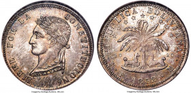 Republic silver Pattern 2 Soles 1852 PTS-FM MS63 NGC, Potosi mint, KM-Pn2. A scintillating example of an exceedingly scarce Pattern, one which we have...