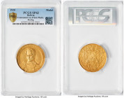 Republic gold Matte Specimen "Centenary" Medal 1925 SP62 PCGS, 47mm. 56.42gm. Struck on the 100th anniversary (centenary) of Bolivian independence and...
