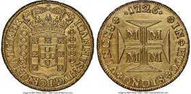 João V gold 20000 Reis 1726-M UNC Details (Reverse Cleaned) NGC, Minas Gerais mint, KM117, LMB-250. A wonderful large emission which always excites bi...
