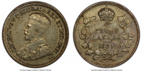 George V 5 Cents 1921 XF45 PCGS, Ottawa mint, KM22a. An undeniably impressive key of the entire Canadian series in part due to its continued existence...