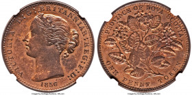 Nova Scotia. Victoria Specimen Pattern Penny Token 1856 SP64 Red and Brown NGC, Br-875, NS-6A1. With "L.C.W." (for Leonard Charles Wyon), coin alignme...