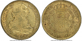 Charles IV gold 8 Escudos 1800 So-JA AU55 NGC, Santiago mint, KM54, Cal-1767. Softly toned, presenting semi-Prooflike, flashy peripheries. 

HID0980...