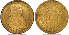 Ferdinand VII gold 8 Escudos 1817/6 So-FJ MS61 NGC, Santiago mint, KM78, Cal-1875. An aesthetically refined representative leaving an impression of vi...