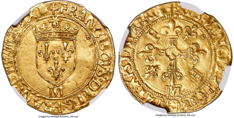 François I gold Ecu d'Or au soleil ND (1515-1547)-M MS61 NGC, Toulouse mint (ann...