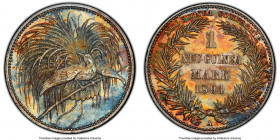 German Colony. Wilhelm II Mark 1894-A MS65 PCGS, Berlin mint, KM5, J-705. Visually high-end for this popular colonial type, with vibrant, multichromat...