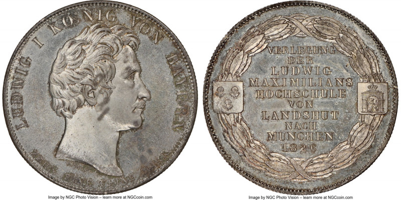 Bavaria. Ludwig I Taler 1826 MS65 NGC, KM722. One-year type, struck to commemora...