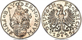 Bavaria silver Pattern 5 Mark 1925-D MS65 NGC, Schaaf-331/G3. By Karl Goetz. Struck in a near-matte finish, with well-accentuated details set within c...