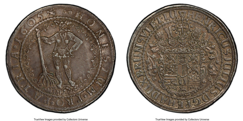 Brunswick-Wolfenbüttel. Heinrich Julius 2 Taler 1605-(o) AU53 PCGS, Zellerfeld m...