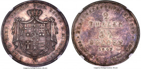 Hesse-Cassel. Wilhelm II & Friedrich Wilhelm 2 Taler (3-1/2 Gulden) 1843 MS61 NGC, KM600. Mintage: 18,000. An exceedingly scarce Double Taler date, wi...