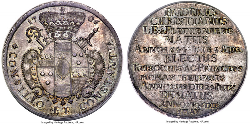 Münster. Friedrich Christian Taler 1706 MS66 PCGS, KM135, Dav-2464. Struck to co...