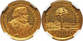Nürnberg. Free City gold Medallic Ducat ND (1717) MS62 Prooflike NGC, Fr-1902a, Whiting-223. 3.45gm. A gorgeous issue commemorating the 200th annivers...