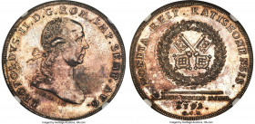 Regensburg. Free City Taler 1791-GCB MS62 Prooflike NGC, KM464, Dav-2631. A gorgeous Taler draped in glassy lilac and golden iridescence across highly...