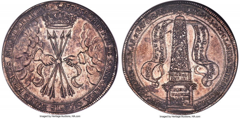 Saxe-Weimar. Wilhelm IV Taler 1662 AU58 NGC, KM84.1, Dav-7550. An aesthetically ...
