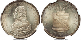 Saxony. Friedrich August I Taler 1825-S MS65 NGC, Dresden mint, KM1096, Dav-862. A Gem Mint State survivor of this popular Taler, seldom seen in the u...