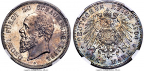 Schaumburg-Lippe. Albrecht Georg 5 Mark 1904-A MS64 NGC, Berlin mint, KM50, J-165. Mintage: 3,000. Imbued with boisterous luster cascading across razo...