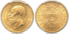 Schaumburg-Lippe. Albrecht Georg gold 20 Mark 1898-A MS64 PCGS, Berlin mint, KM51, Fr-3866. The single-finest representative of the date for this two-...
