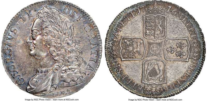 George II "Lima" Crown 1746 UNC Details (Cleaned) NGC, KM585.3, S-3689. Struck f...