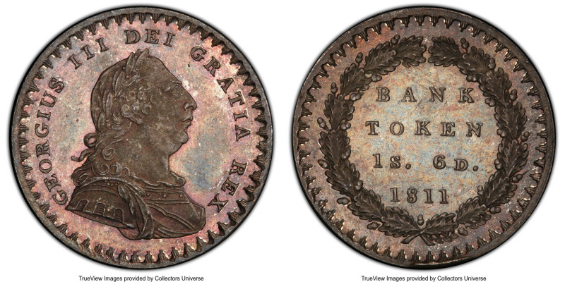 George III Proof Bank Token of 18 Pence (1 Shilling 6 Pence) 1811 PR65 PCGS, KM-...