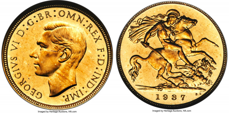 George VI gold Proof 1/2 Sovereign 1937 PF67 NGC, KM858, S-4077. Mintage: 5,500....