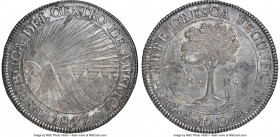Central American Republic 8 Reales 1847/6 NG-A MS62+ NGC, Nueva Guatemala mint, KM4, WR-11, Elizondo-107, Stickney-C92. Emitting flashes of argent bri...