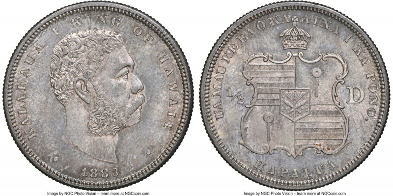 Kalakaua I 1/2 Dollar 1883 MS64 NGC, KM6. An alluring offering blanketed in a pe...