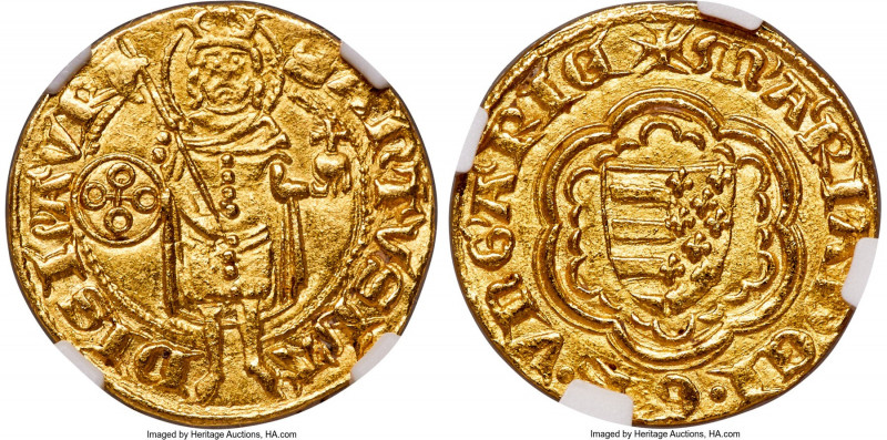 Maria of Anjou (1382-1387) gold Goldgulden ND (1382-1385) MS64 NGC, Unknown mint...