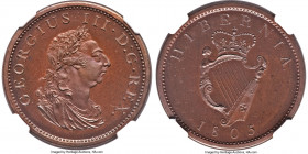 George III Proof Penny 1805 PR66+ Brown NGC, Soho mint, KM148.1, S-6620. Engrailed edge variety. Few can claim to match the level of aesthetic quality...