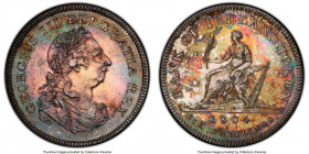 George III silver Proof Bank Token of 6 Shillings 1804 PR63 PCGS, KM-Tn1, S-6615. Firmly struck, yielding sharp and nearly medallic motifs across colo...