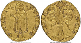 Florence. Republic gold Florin ND (1344) AU55 NGC, Fr-275, MIR-9/34 (R). 3.53gm. Ninth Series. Giovanni de Guasco Covoni as mintmaster. +FLOR | ENTIA,...