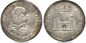 Livorno. Cosimo III de'Medici Tallero 1711 AU55 NGC, Livorno mint, KM35, Dav-1500. Bordering exceedingly close to Mint State, with only the barest evi...