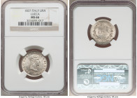 Lucca. Carlo Lodovico di Borbone Lira 1837 MS66 NGC, KM-C40, Mont-448 (R2), Pag-263. An icy jewel featuring frosty white surfaces and startling mint b...