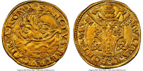 Papal States. Julius II gold Fiorino di Camera (Ducat) ND (1503-1513) AU58 NGC, Rome mint, Fr-40, B-562. 3.35gm. IVLIVS • II • PONT • MAX, coat of arm...