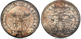 Papal States. Sede Vacante Piastra MDCLXXVI (1676)-ROMA AU58 NGC, Rome mint, KM391, Dav-4084. Exhibiting a balanced champagne-tinged silver patina ove...