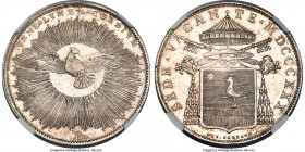 Papal States. Sede Vacante Scudo MDCCXXX (1830)-B MS63 NGC, Bologna mint, KM1311, Dav-190. Gracefully decorated in silver tone over watery fields, thi...