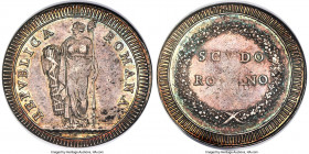 Roman Republic Scudo ND (1799) MS62 NGC, KM11, Dav-1486. Inspired by the sentiments behind the French Revolution, republican supporters revolted again...