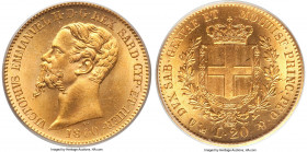 Sardinia. Vittorio Emanuele II gold 20 Lire 1860 (Anchor)-P MS64 PCGS, Genoa mint, KM146.2, F-1147, Pag-356, Schl-302. Exhibiting razor-sharp detail, ...