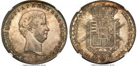 Tuscany. Leopold II 4 Fiorini (Francescone) 1859 MS64 NGC, Pisa mint, KM-C75b, Dav-160. Decorated in a balanced patina that concentrates in a framing ...