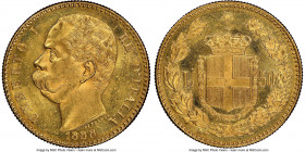 Umberto I gold 50 Lire 1888-R MS63 NGC, Rome mint, KM25. Only the second example that we have offered of this date, and also the finest, edging out th...