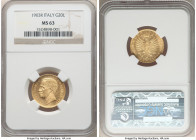 Vittorio Emanuele III gold 20 Lire 1903-R MS63 NGC, Rome mint, KM37.1, Fr-24. One of only 1,800 struck. Highly flashy across shimmering, lemon-gold su...