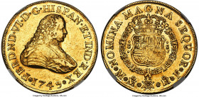 Ferdinand VI gold 8 Escudos 1749 Mo-MF MS61 NGC, Mexico City mint, KM150, Cal-36. In many respects an enviable offering, one which is marked by a warm...