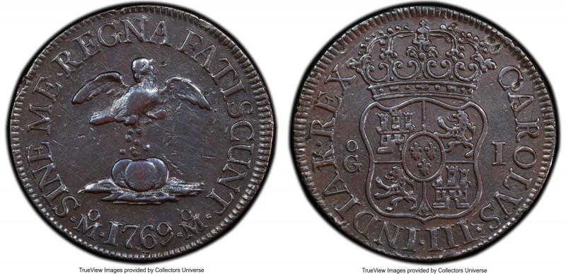 Charles III copper Specimen Pattern Grano 1769-Mo XF Details (Cleaned) PCGS, Mex...