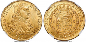 Ferdinand VII gold 8 Escudos 1809 Mo-HJ MS62 NGC, Mexico City mint, KM160, Cal-1782, Onza-1253. Variety with pellet between ET and IND in the obverse ...
