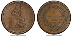 Republic copper Specimen Pattern Centavo 1841-Mo SP45 PCGS, Mexico City mint, KM-Pn60, Guttag-3183, Buttrey/Hubbard-41. Lettered edge. Coin alignment....