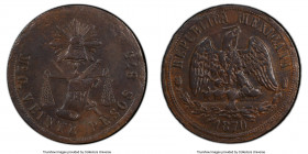 Republic copper Specimen Pattern 20 Pesos 1870 Mo-C XF Details (Plugged) Brown PCGS, Mexico City mint, KM-Pn123, Guttag-Unl., Buttrey/Hubbard-Unl. Of ...