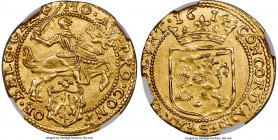 Gelderland. Provincial gold 1/2 Cavalier d'Or 1614-Cross MS65+ NGC, KM17.1. 4.94gm. The finest certified between NGC and PCGS registries, this seldom-...