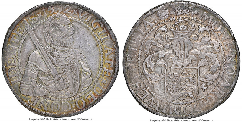 West Friesland. Provincial Taler (Gehelmde rijksdaalder) 1592 MS63 NGC, Hoorn mi...