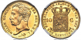 Willem I gold 10 Gulden 1840 MS65 NGC, Utrecht mint, KM56, Fr-327. Situated very near the top of the certified population, with only 2 MS66's graded f...