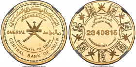 Qabus bin Sa'id gold Proof "Population Census" Omani Rial 2003 PR68 Ultra Cameo NGC, cf. KM162 (in silver). Commemorating the Population Census of Dec...