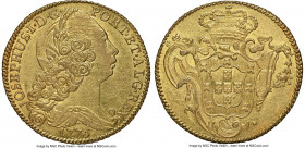 Jose I gold 6400 Reis (Peça) 1775-(L) AU58 NGC, Lisbon mint, KM240, Fr-101. U/S in "JOSEPHUS". Centrally struck upon a gleaming golden planchet, the s...